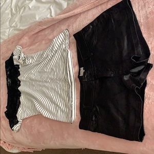 Black and white shirt (S)and silk short